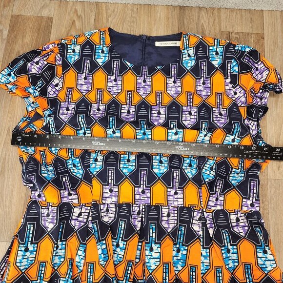 Vibrant Orange and Blue Patterned Skirt - Picture 10 of 16